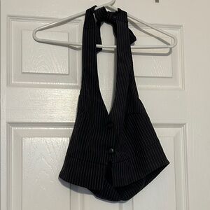 SHEIN Black Pinstripe Vest
